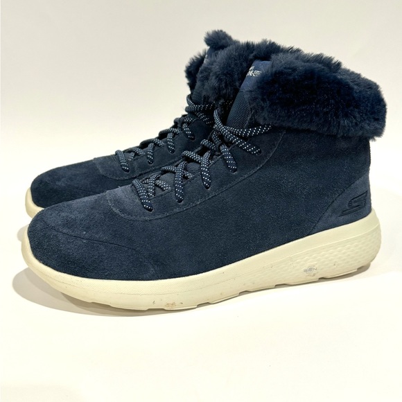 Skechers Womens On-The-Go Leather Fur Trim Round Toe Boots - Size 8 - Picture 3 of 8